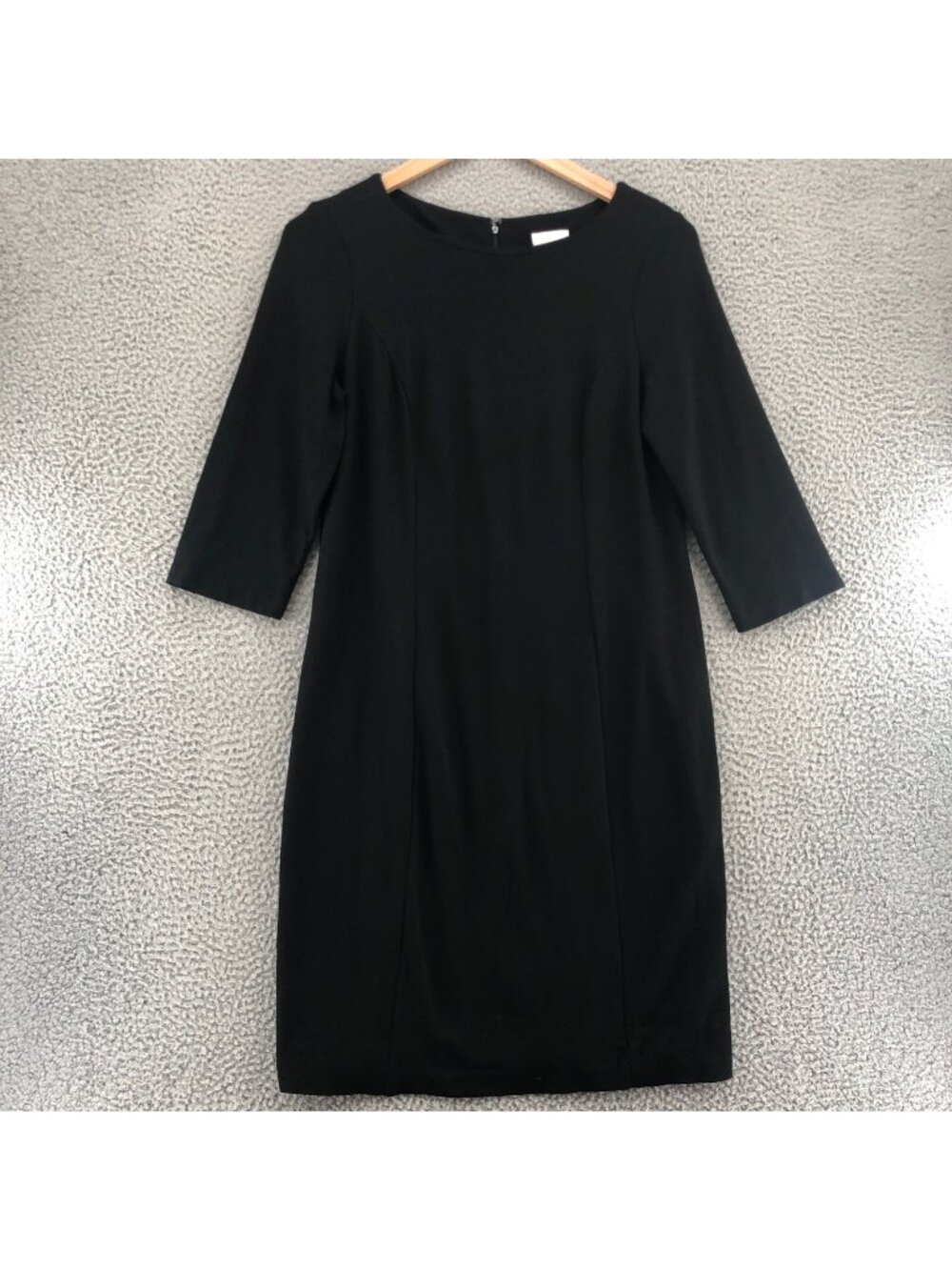 Chicos Dress Women 1 US Medium Black Knee Length Shift 3/4 Sleeve Stretch Jersey